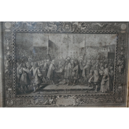 Gravure "Renouvellement dalliance" d'après LEBRUN  sur Moinat SA  - Antiquités décoration -  Gravures, Lithos