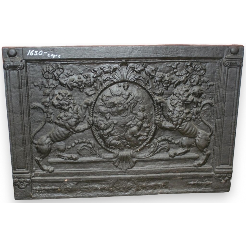 Plaque de cheminée deux lions