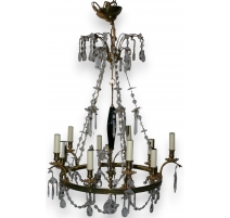 Lustre style Directoire bronze doré, 10 lumières