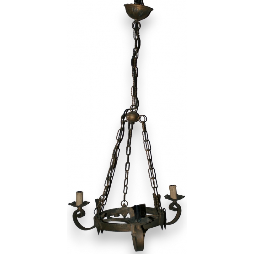 3-light wrought-iron chandelier from Moinat SA – Antiques and home décor