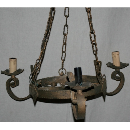 3-light wrought-iron chandelier from Moinat SA – Antiques and home décor