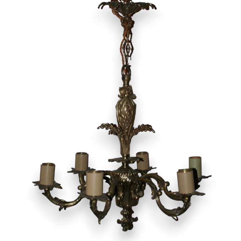 6-light bronze chandelier by Moinat SA – Antiques and home décor