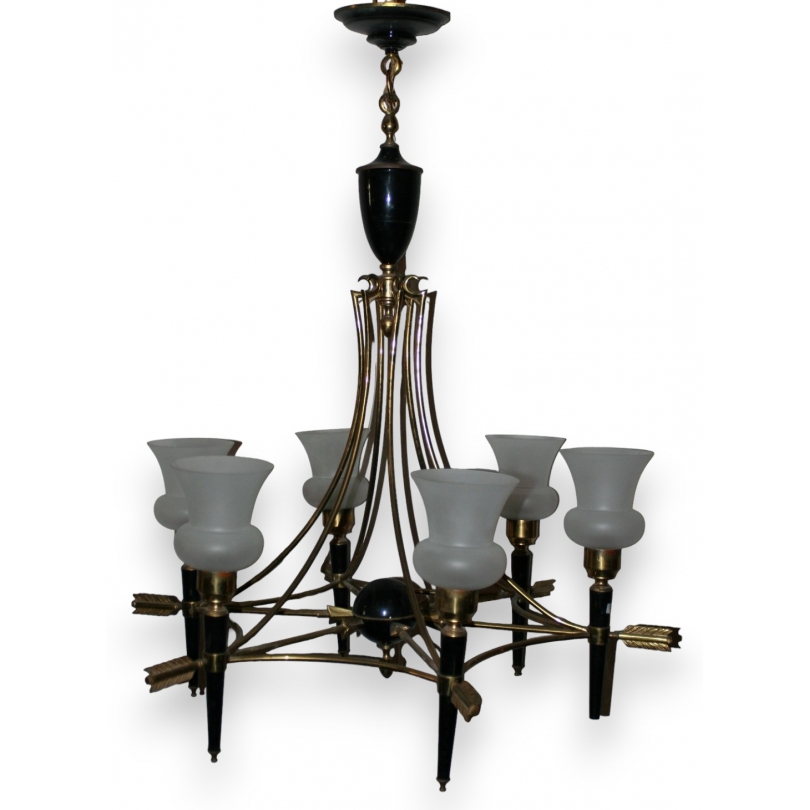 Lustre "Flèches" en bronze doré