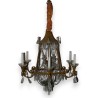 6-light chandelier in yellow and green painted sheet metal by Moinat SA – Antiques and home décor