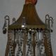 Lustre en tôle peinte jaune et vert à 6 bras