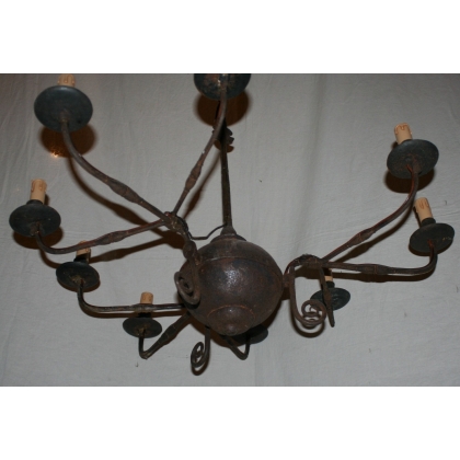 9-light wrought-iron chandelier from Moinat SA – Antiques and home décor