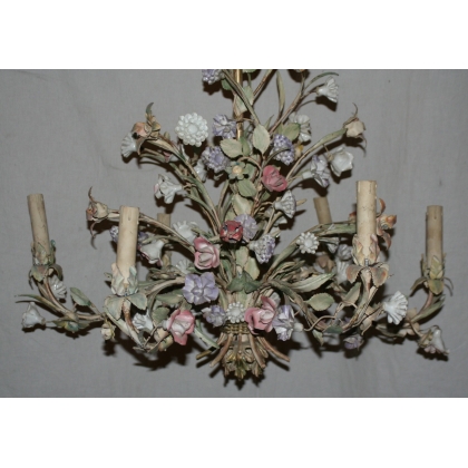 6-light chandelier in painted iron by Moinat SA – Antiques and home décor