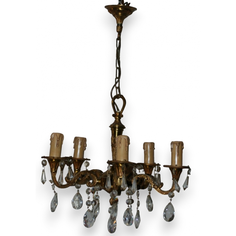 5-light bronze and crystal chandelier by Moinat SA – Antiques and home décor