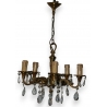 Lustre en bronze et cristaux à 5 feux