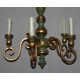Lustre en bois et fer vert et or