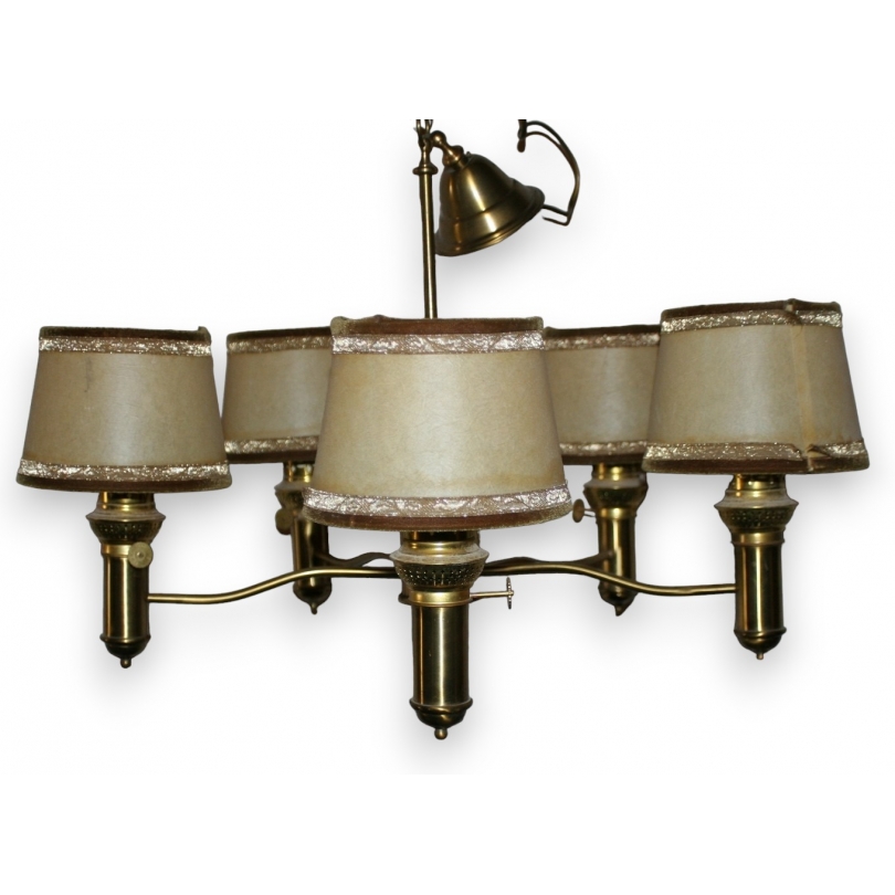 Lustre en laiton à 5 feux