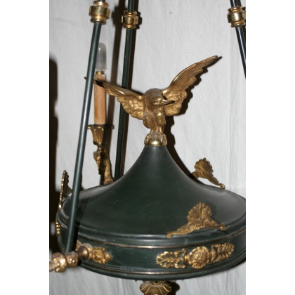 3-light Empire-style chandelier, in gilded bronze by  Moinat SA  - Antiques and home décor