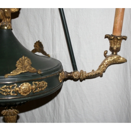 3-light Empire-style chandelier, in gilded bronze by  Moinat SA  - Antiques and home décor