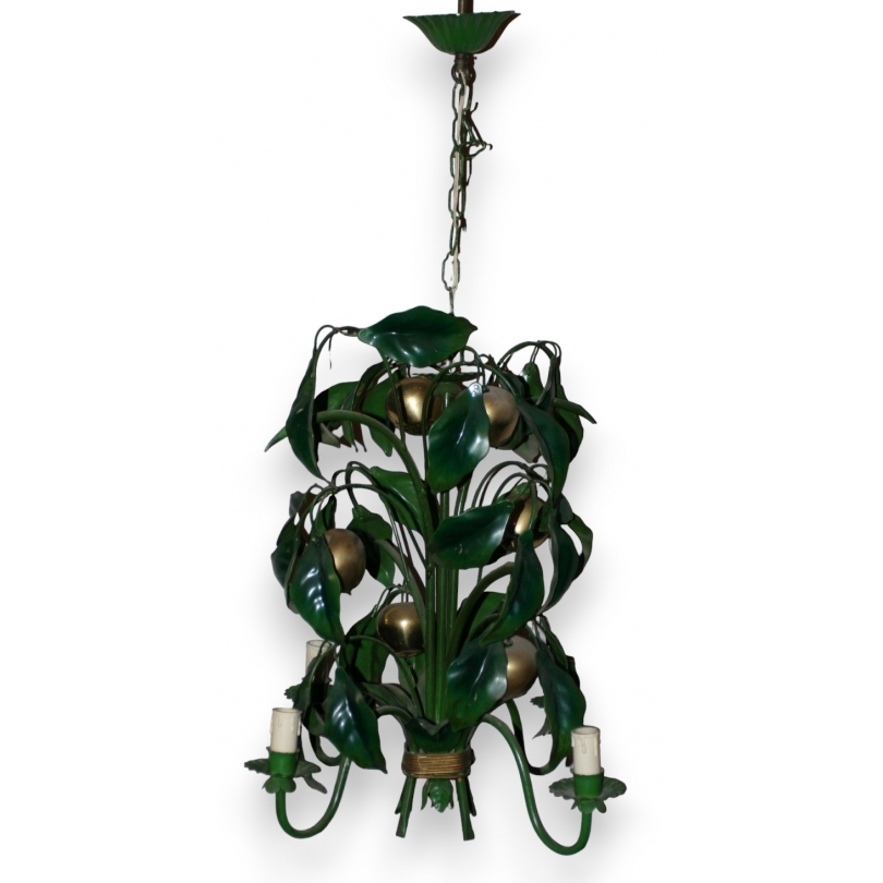 Lustre "Pommes" en tôle peinte vert