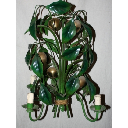 "Apples" chandelier in green-painted sheet metal, set of 4, by Moinat SA – Antiques and home décor