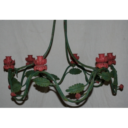 Painted wrought-iron chandelier with 6 lights (Not from Moinat SA – Antiques and home décor)