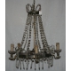 Lustre en bronze et cristaux à 5 feux