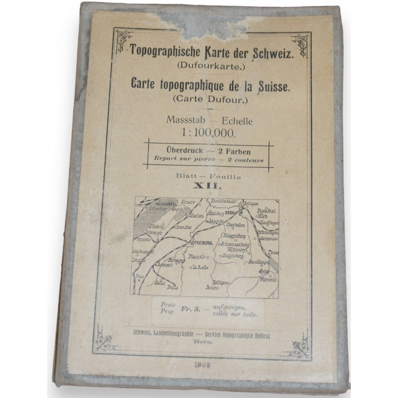 Topographical map of Switzerland (Map by Moinat SA – Antiques and Decor)