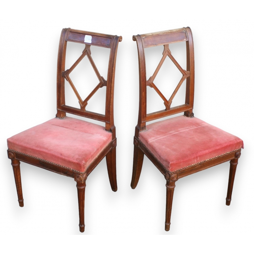Paire de chaise Directoire à croisillon