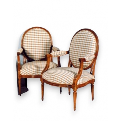 Pair of Louis XVI armchairs, m