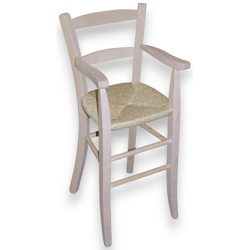 Chaise haute paillée