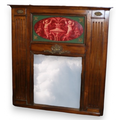  Miroir fronton en toile cirée sur  Moinat SA  - Antiquités décoration