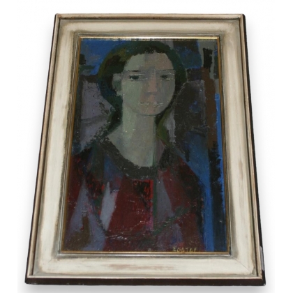 Huile sur toile portrait \"Jeune femme\"