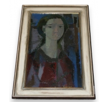 Huile sur toile portrait "Jeune femme"