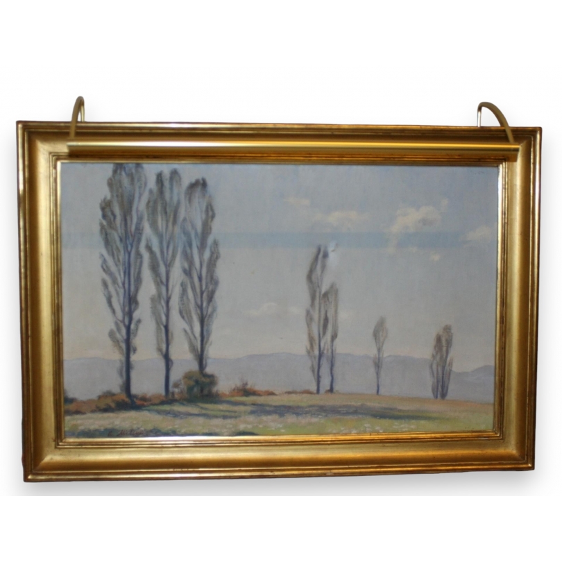 Huile sur toile \"vue du Salève\" signée A. MILSONI