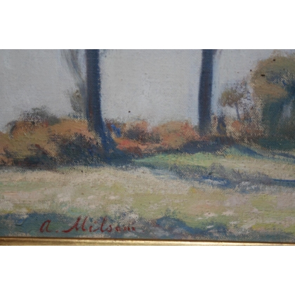 Huile sur toile \"vue du Salève\" signée A. MILSONI
