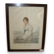 Gravure "Femme assise sur un muret Mrs