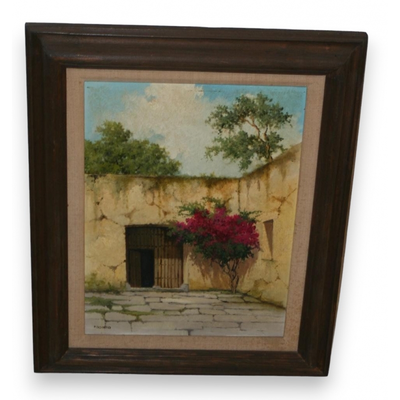 Paintings | Oil on canvas ‘Cour intérieur’ signed Moinat SA  – Antiques and home décor