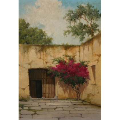 Paintings | Oil on canvas ‘Cour intérieur’ signed Moinat SA  – Antiques and home décor