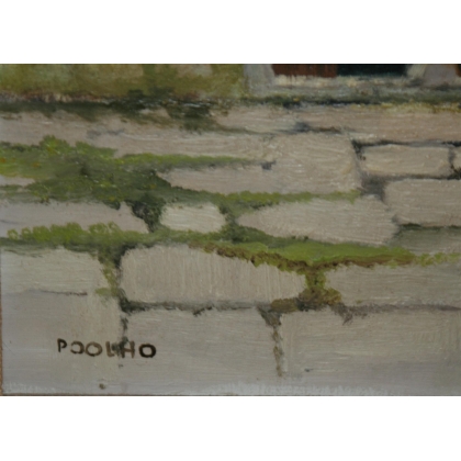 Paintings | Oil on canvas ‘Cour intérieur’ signed Moinat SA  – Antiques and home décor
