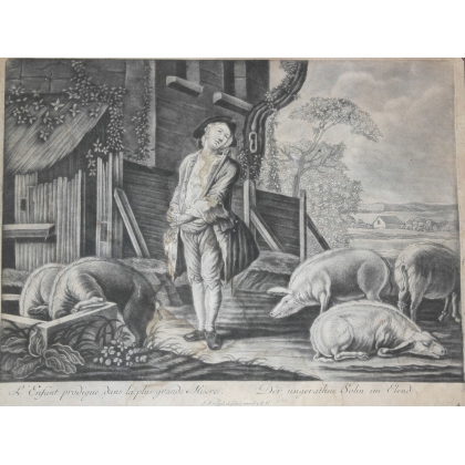 Set of 4 engravings, ‘The Prodigal Son’, by Moinat SA – Antiques and decorative items – Engravings, lithographs