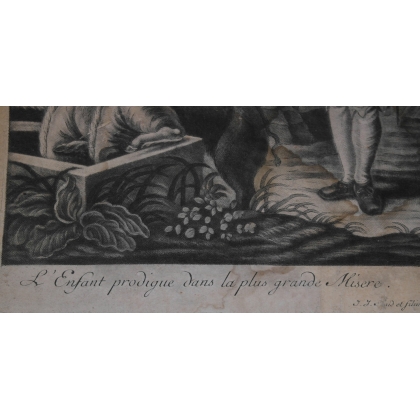 Set of 4 engravings, ‘The Prodigal Son’, by Moinat SA – Antiques and decorative items – Engravings, lithographs
