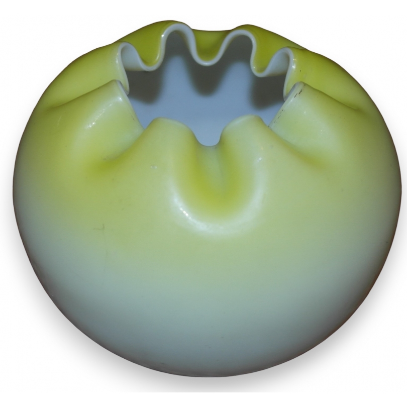 Yellow and white satin-finish glass vase by Moinat SA – Antiques and home décor