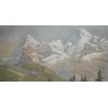 Aquarelle sur carton "Eiger, Mönch  et  sur Moinat SA  - Antiquités décoration -  Gouaches, Aquarelles, Pastels