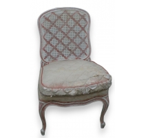 Chaise Louis XV dossier canné, laquée