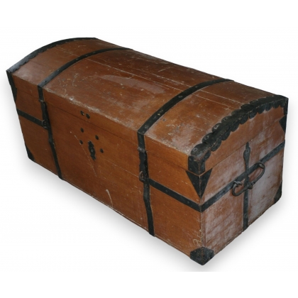 Firwood chest with wrought-iron trim at  Moinat SA  - Antiques and home décor
