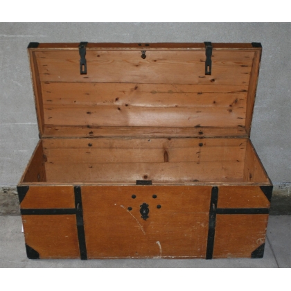 Firwood chest with wrought-iron trim at  Moinat SA  - Antiques and home décor