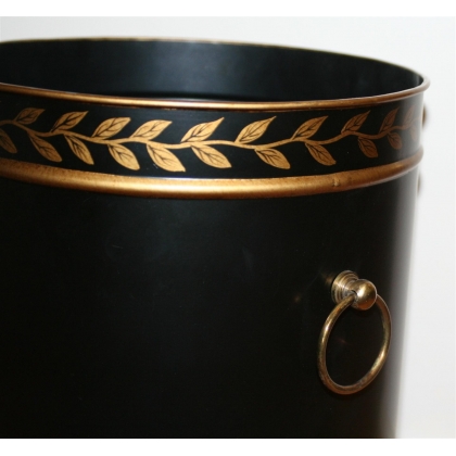 Black sheet metal wastepaper basket at  Moinat SA  - Antiques and home décor