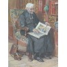 Cuadro «El cura en la biblioteca», de GRISON.  en Moinat SA  - Antigüedades y decoración -  Gouaches, acuarelas, pasteles