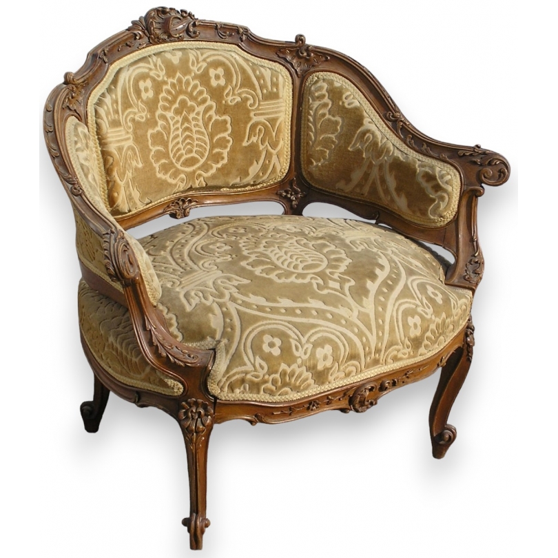 Richly decorated Napoleon III Gondola armchair from Moinat SA – Antiques and interior design