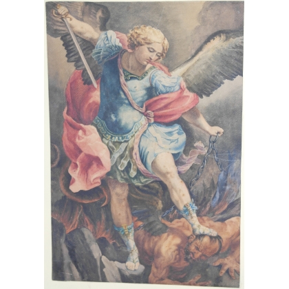Aquarelle "Saint-Michel Archange,  sur Moinat SA  - Antiquités décoration -  Gouaches, Aquarelles, Pastels