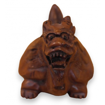 Netsuke en bois \"Tortue à tête de