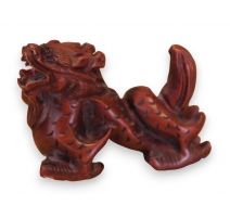 Netsuke en bois "Chien de Fö" Chine