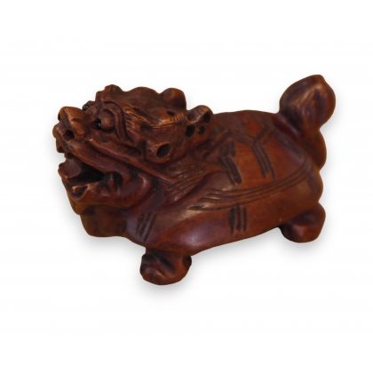 Netsuke en bois \"Tortue à tête de