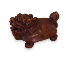 Netsuke en bois "Tortue à tête de