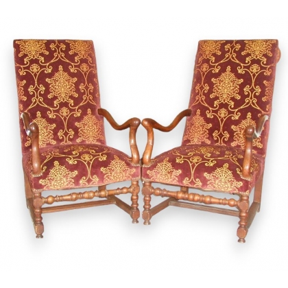 Pair of Louis XIII armchairs.